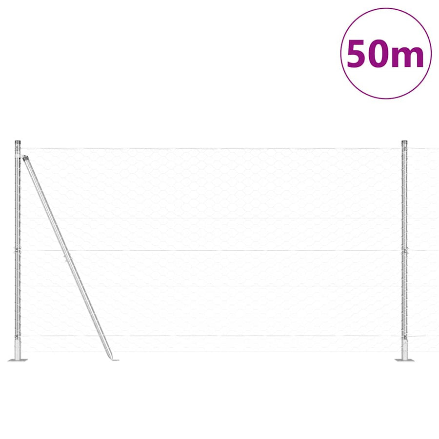 Afrasteringspaal Zilver 50 x 1,2 m (50 mm gaas) Staal
