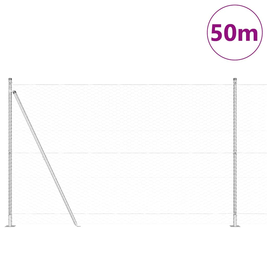 Afrasteringspaal Zilver 50 x 1,4 m (36 mm gaas) Staal