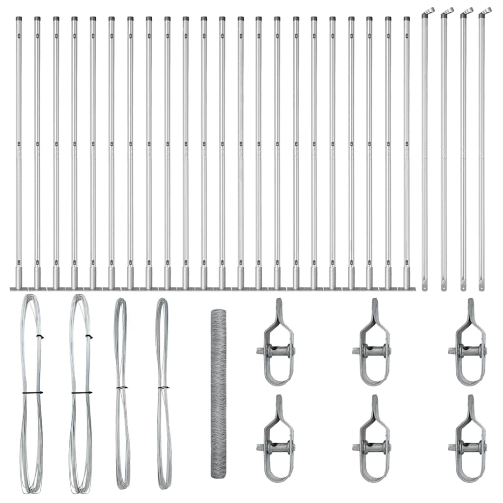 Afrasteringspaal Zilver 50 x 1,6 m (36 mm gaas) Staal
