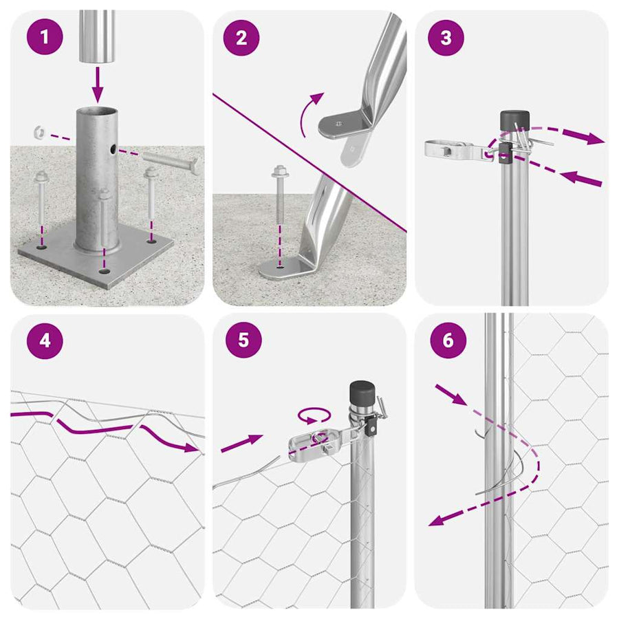 Afrasteringspaal Zilver 100 x 0,4 m (13 mm gaas) Staal