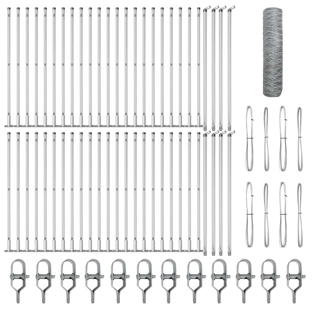 Afrasteringspaal Zilver 100 x 0,6 m (50 mm gaas) Staal