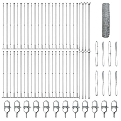 Afrasteringspaal Zilver 100 x 0,6 m (50 mm gaas) Staal