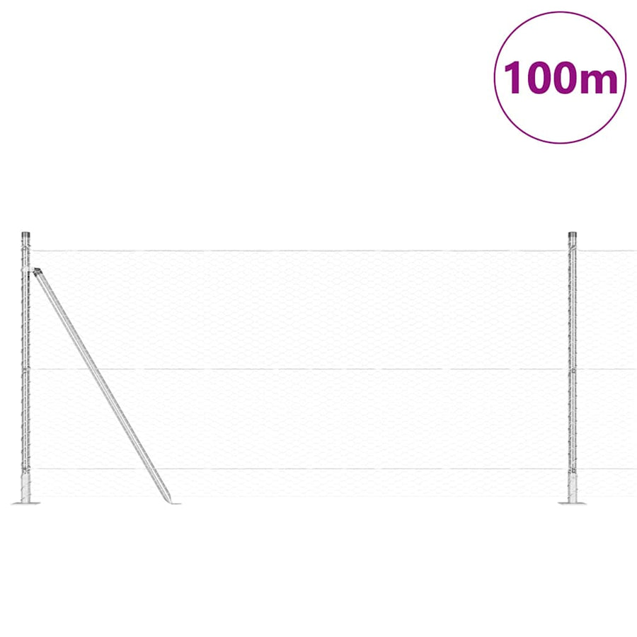 Afrasteringspaal Zilver 100 x 0,8 m (25 mm gaas) Staal