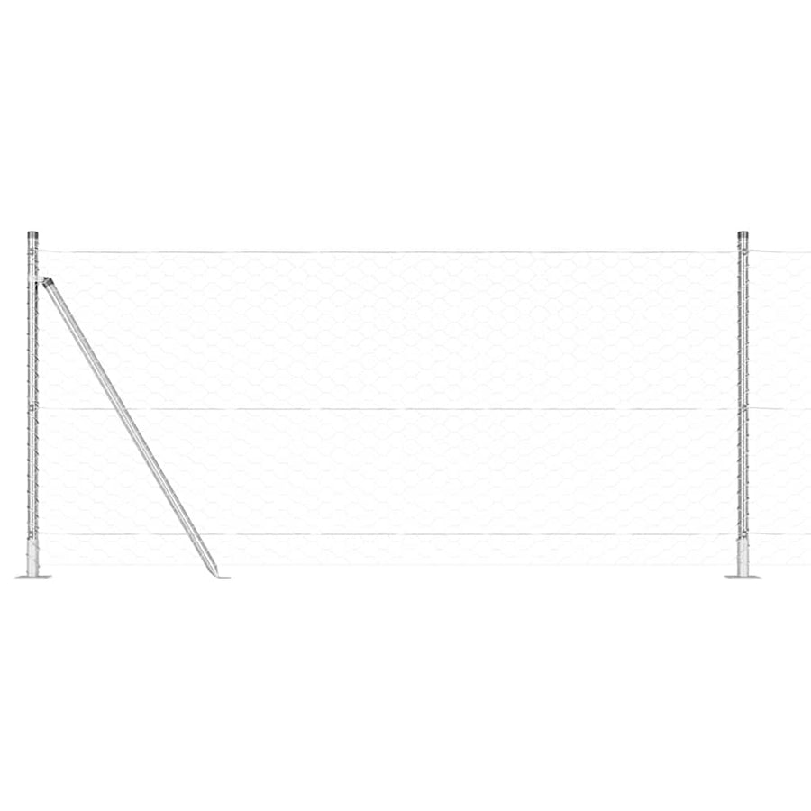 Afrasteringspaal Zilver 100 x 0,8 m (50 mm gaas) Staal