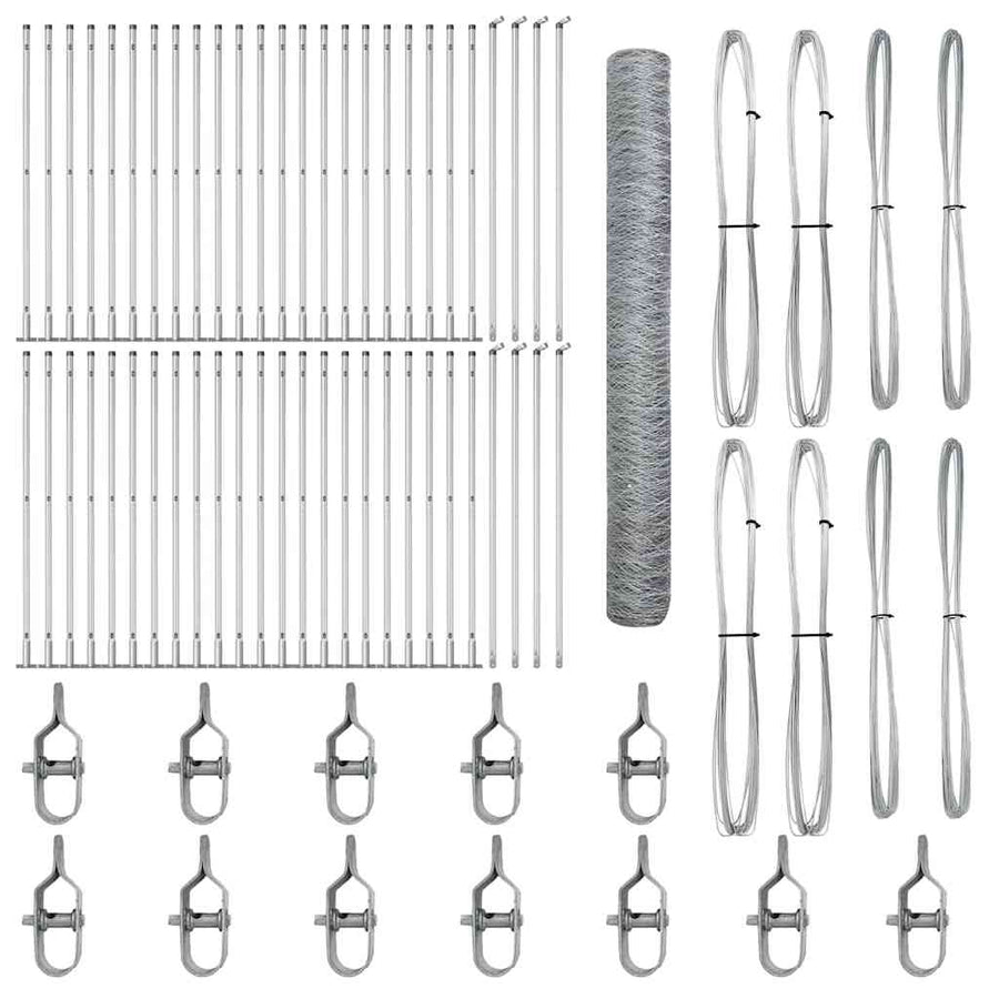 Afrasteringspaal Zilver 100 x 1,2 m (50 mm gaas) Staal