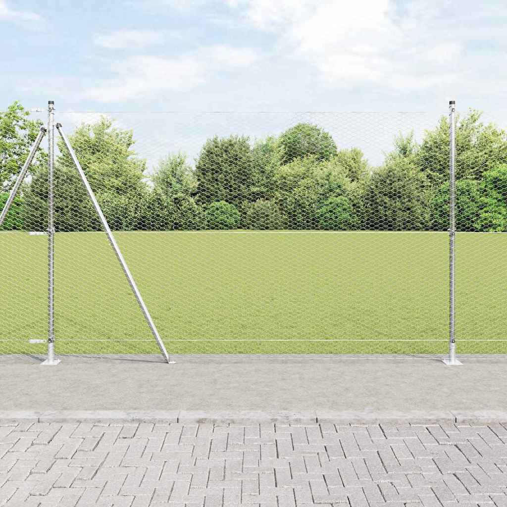 Afrasteringspaal Zilver 100 x 1,4 m (25 mm gaas) Staal