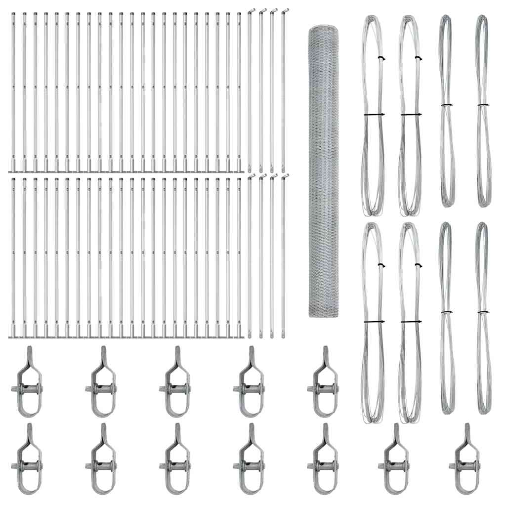 Afrasteringspaal Zilver 100 x 1,5 m (25 mm gaas) Staal