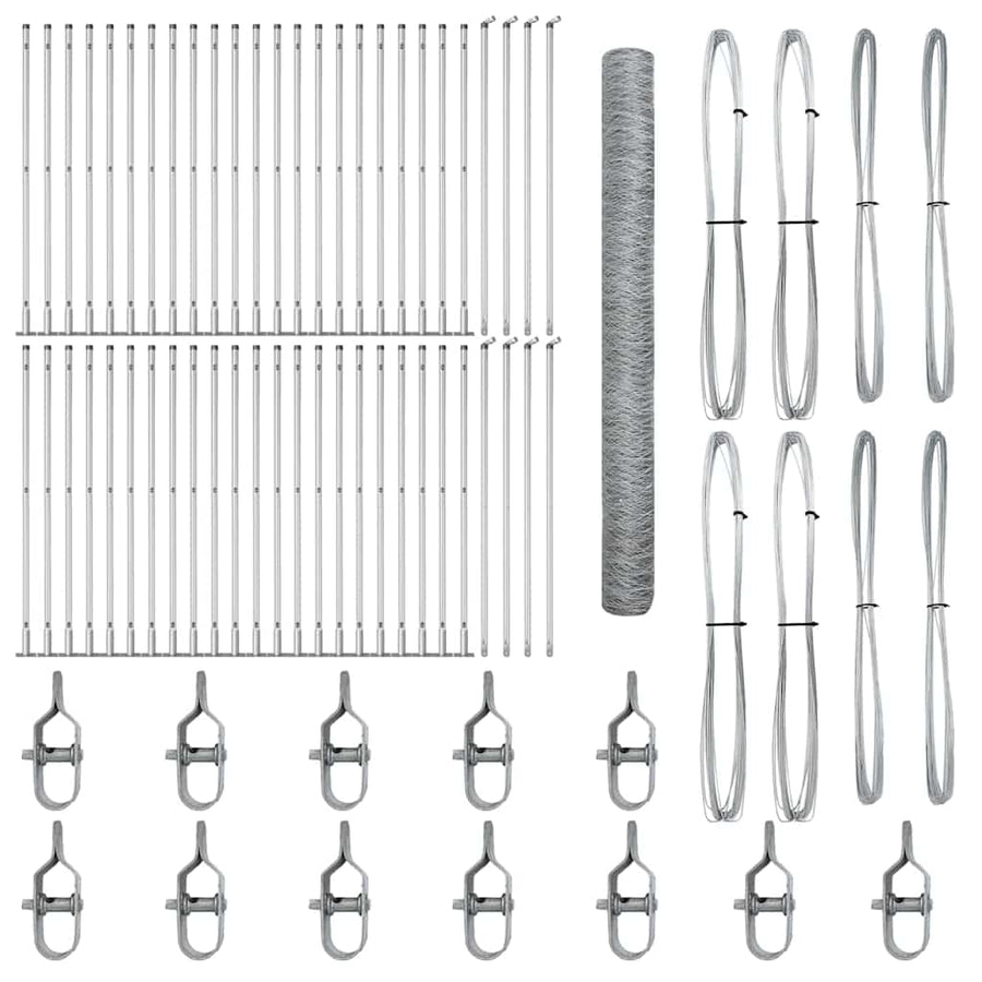 Afrasteringspaal Zilver 100 x 1,5 m (50 mm gaas) Staal