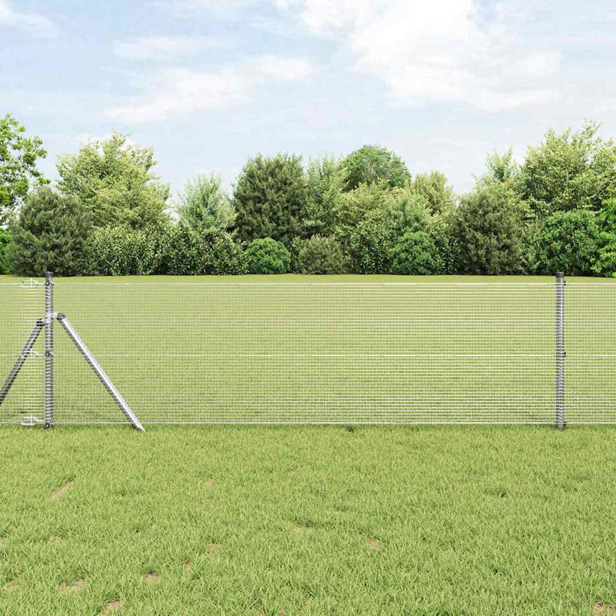 Afrasteringspaal Zilver 10 x 0,4 m (12 x 12 mm gaas) Staal