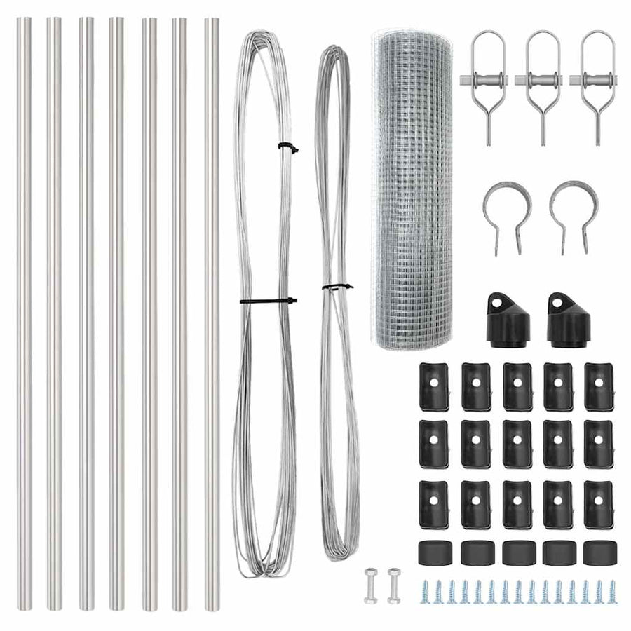 Afrasteringspaal Zilver 10 x 0,4 m (12 x 12 mm gaas) Staal