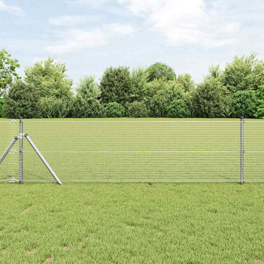 Afrasteringspaal Zilver 10 x 0,6 m (16 x 16 mm gaas) Staal