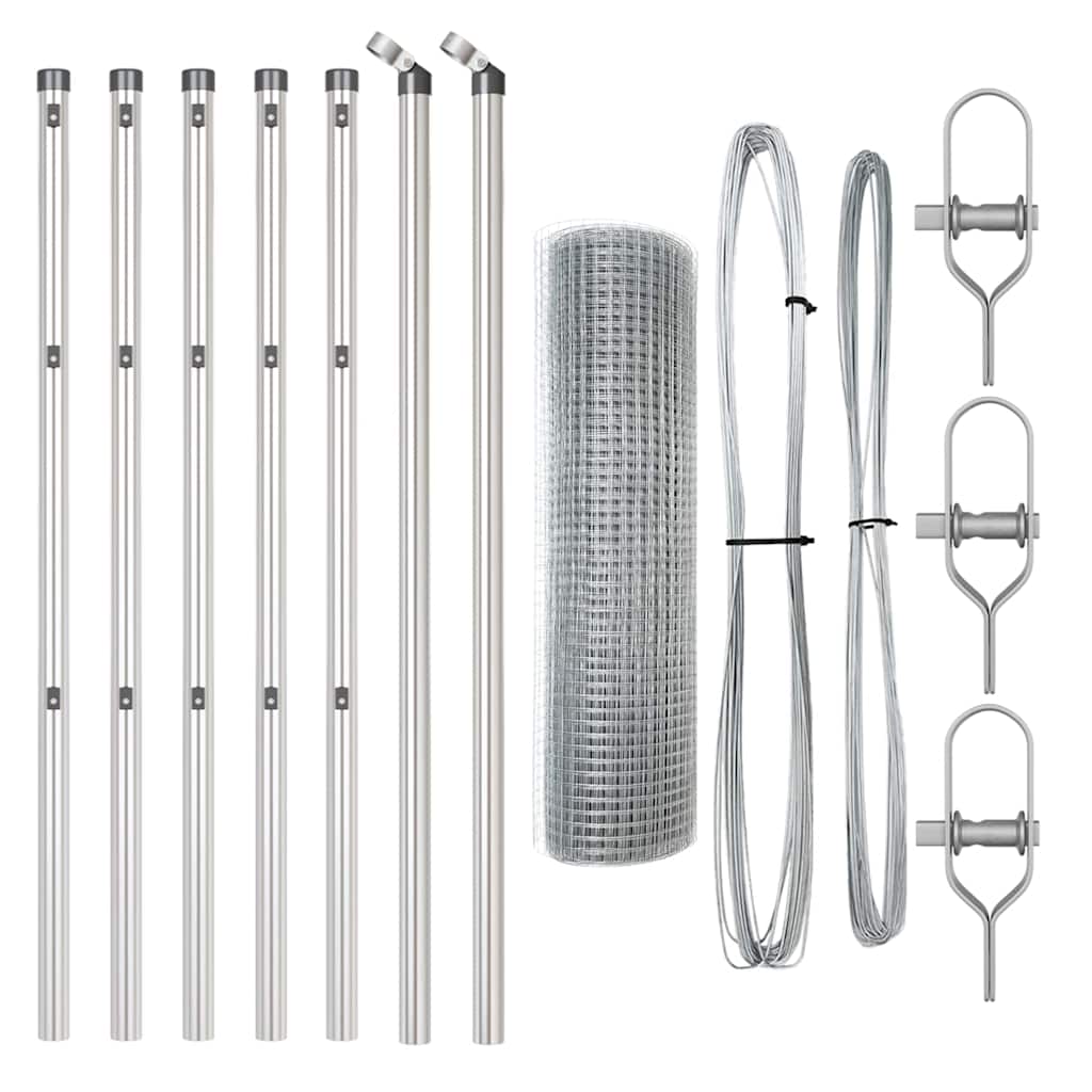 Afrasteringspaal Zilver 10 x 0,6 m (16 x 16 mm gaas) Staal