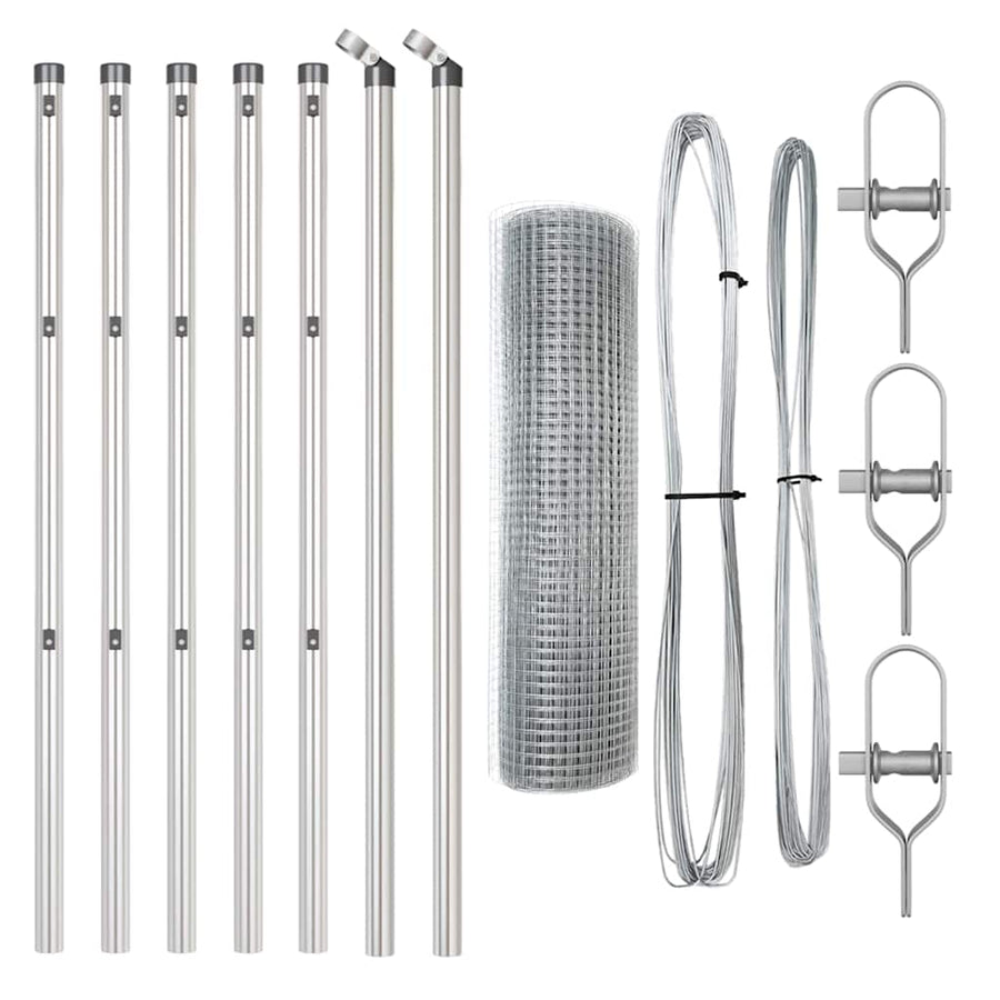 Afrasteringspaal Zilver 10 x 0,6 m (16 x 16 mm gaas) Staal