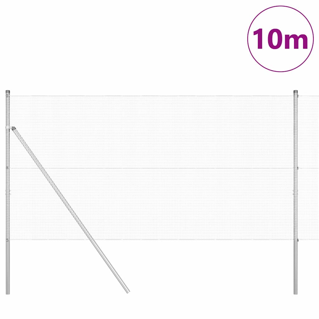 Afrasteringspaal Zilver 10 x 1 m (12 x 12 mm gaas) Staal