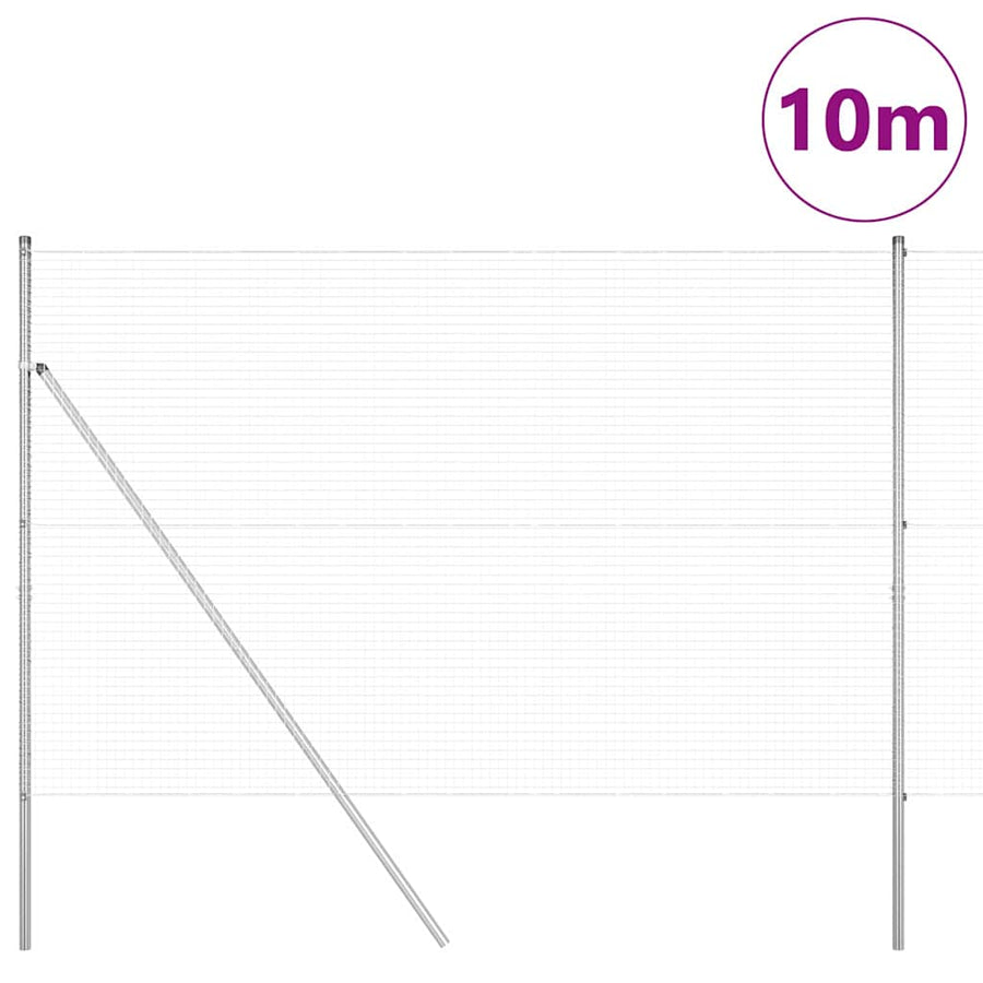 Afrasteringspaal Zilver 10 x 1,6 m (25 x 25 mm gaas) Staal