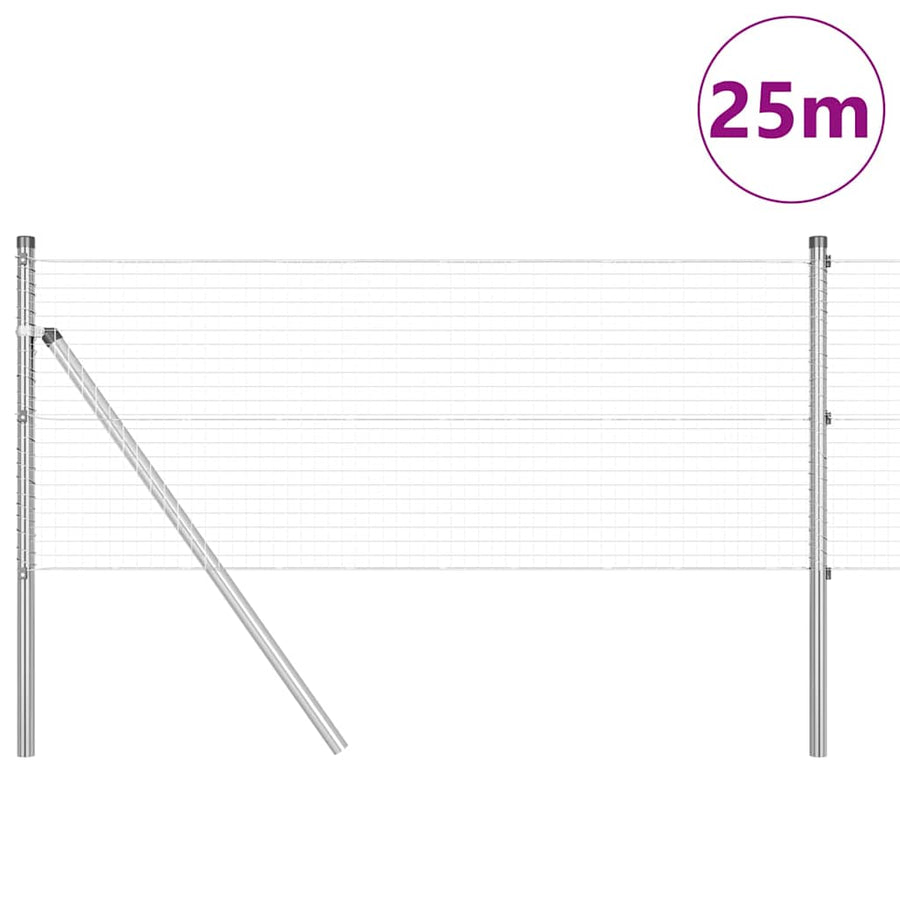Afrasteringspaal Zilver 25 x 0,8 m (25 x 25 mm gaas) Staal
