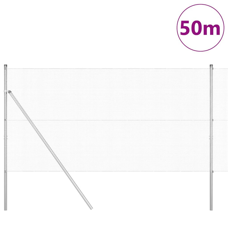 Afrasteringspaal Zilver 50 x 1 m (12 x 12 mm gaas) Staal