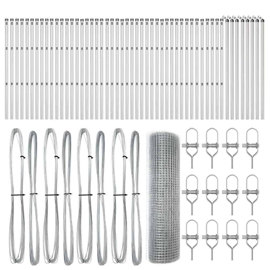 Afrasteringspaal Zilver 100 x 0,4 m (12 x 12 mm gaas) Staal