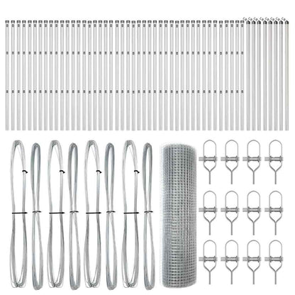 Afrasteringspaal Zilver 100 x 0,4 m (12 x 12 mm gaas) Staal