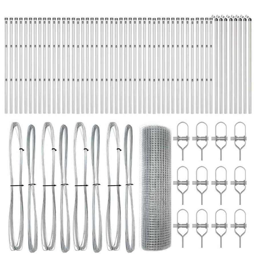 Afrasteringspaal Zilver 100 x 0,4 m (12 x 12 mm gaas) Staal
