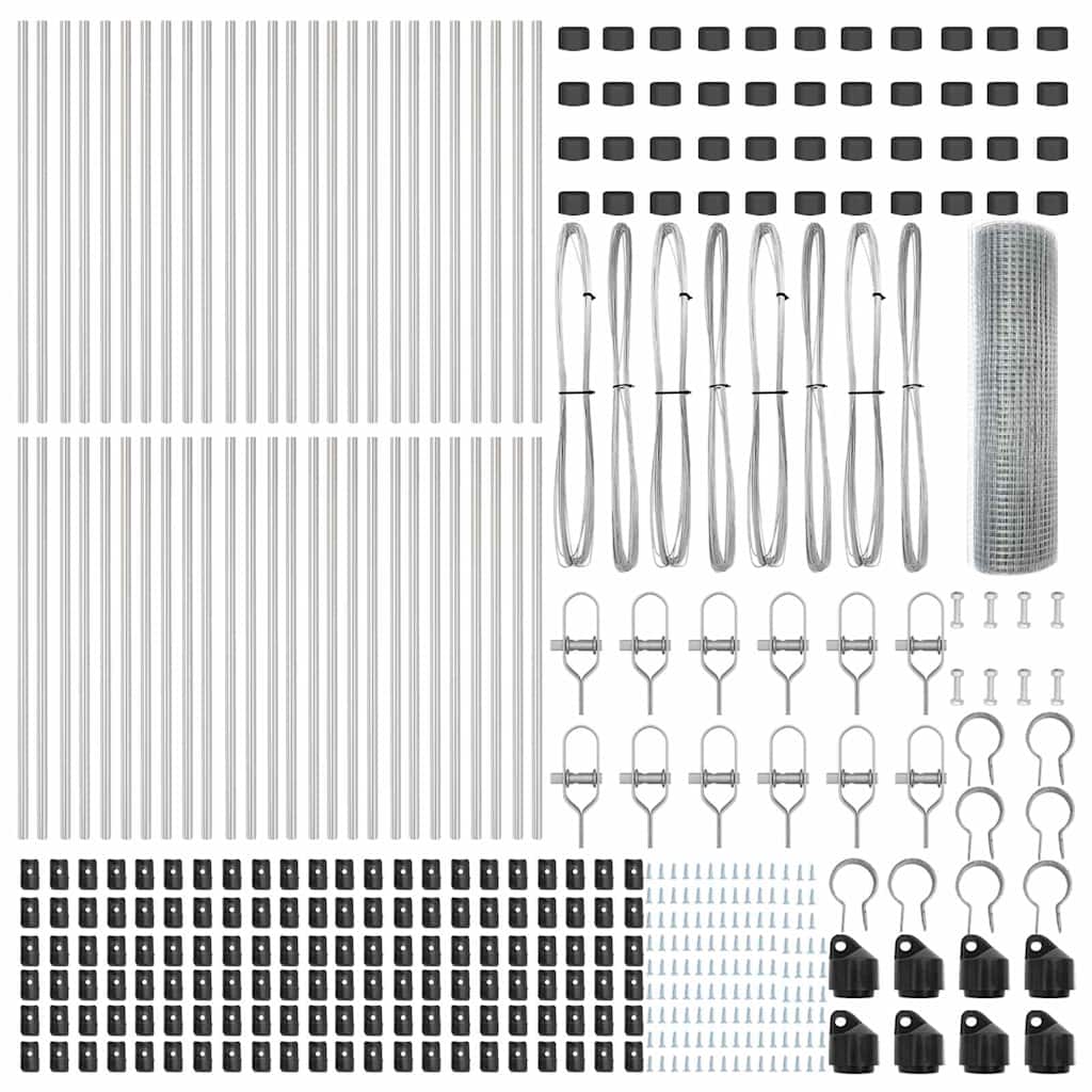 Afrasteringspaal Zilver 100 x 0,4 m (12 x 12 mm gaas) Staal