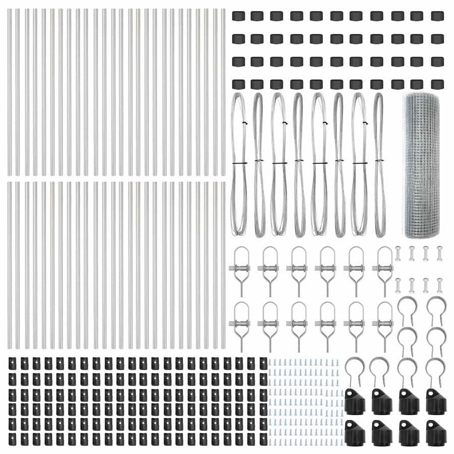 Afrasteringspaal Zilver 100 x 0,4 m (12 x 12 mm gaas) Staal