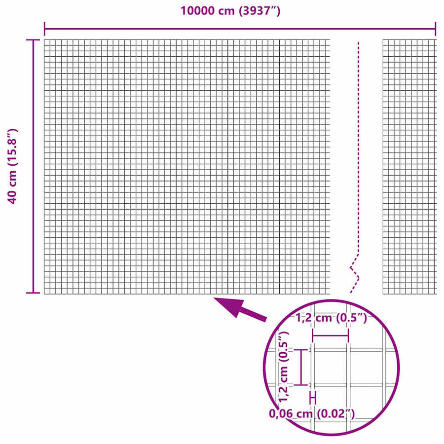 Afrasteringspaal Zilver 100 x 0,4 m (12 x 12 mm gaas) Staal