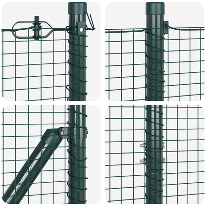 Hecke Met Palen 1.5 X 10 M Staal Groen 10 x 1,5 m (19 x 19 mm gaas)