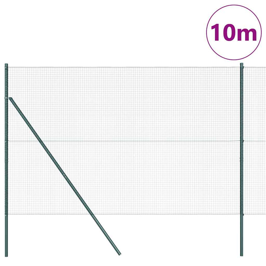 Hecke Met Palen 1.5 X 10 M Staal Groen 10 x 1,5 m (19 x 19 mm gaas)