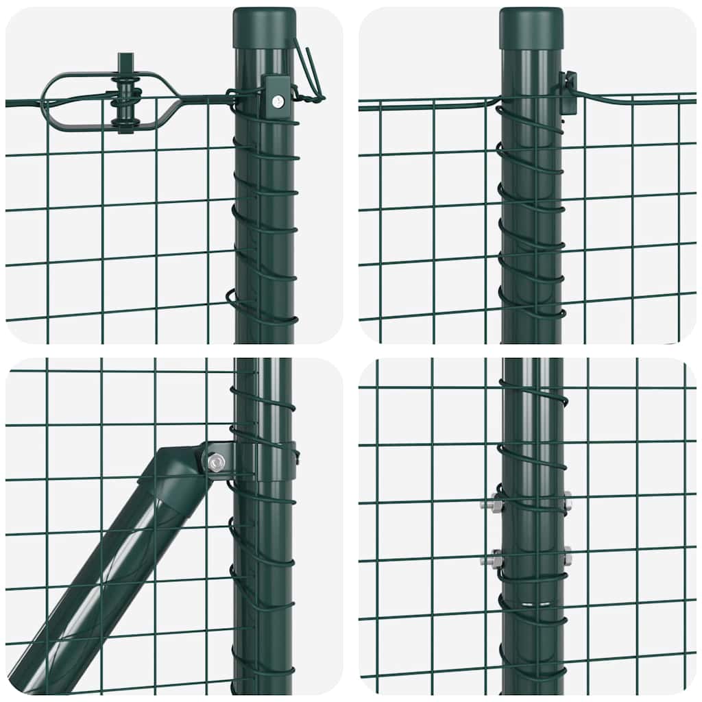 Hecke Met Palen 1.5 X 10 M Staal Groen 10 x 1,5 m (25 x 25 mm gaas)