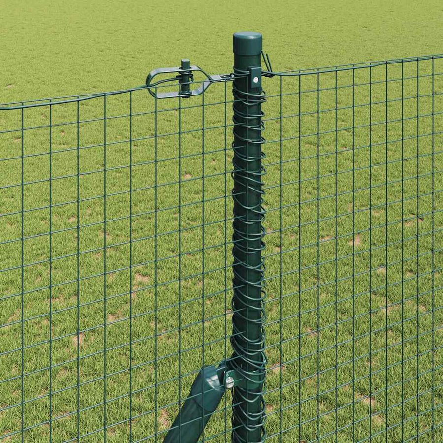 Hecke Met Palen 1.5 X 10 M Staal Groen 10 x 1,5 m (25 x 25 mm gaas)