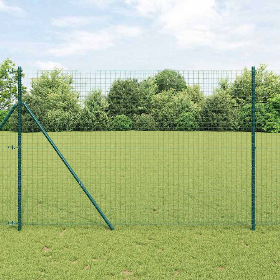 Hecke Met Palen 1.5 X 10 M Staal Groen 10 x 1,5 m (25 x 25 mm gaas)
