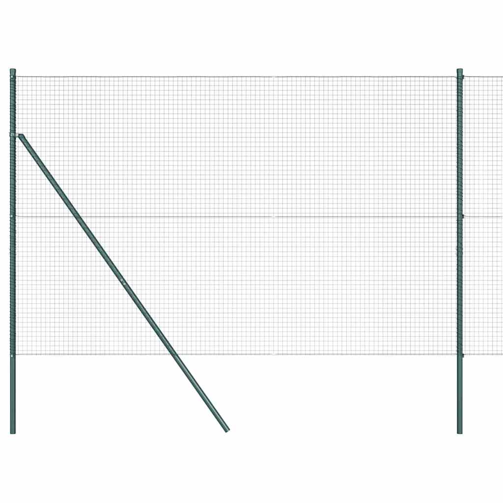 Hecke Met Palen 1.5 X 10 M Staal Groen 10 x 1,5 m (25 x 25 mm gaas)