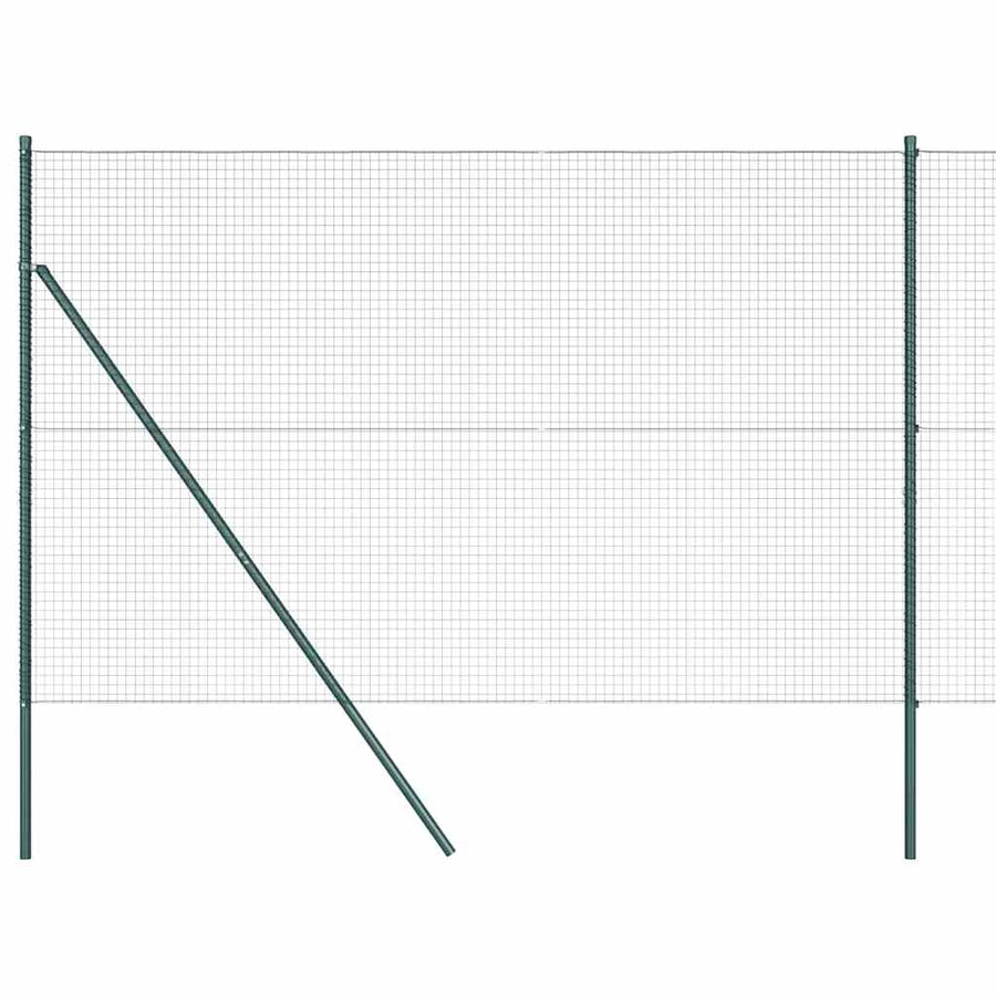 Hecke Met Palen 1.5 X 10 M Staal Groen 10 x 1,5 m (25 x 25 mm gaas)