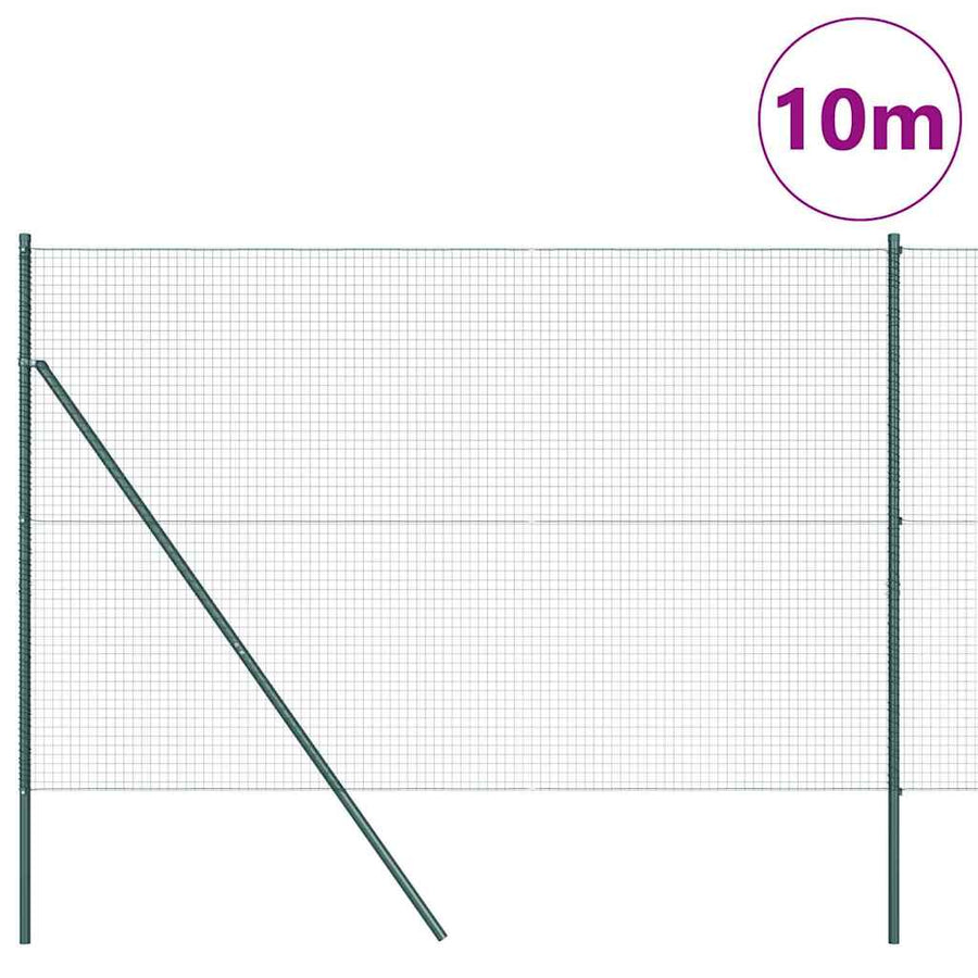 Hecke Met Palen 1.5 X 10 M Staal Groen 10 x 1,5 m (25 x 25 mm gaas)
