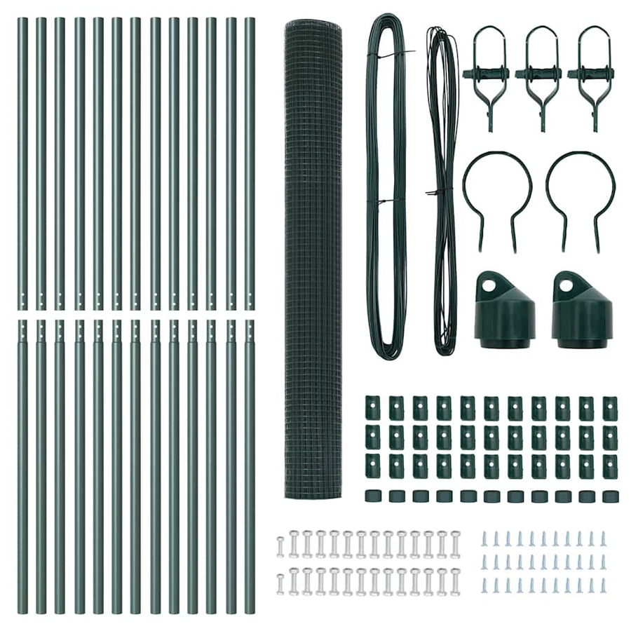 Afrasteringspaal Groen 25 x 1,5 m (12 x 12 mm gaas) Staal