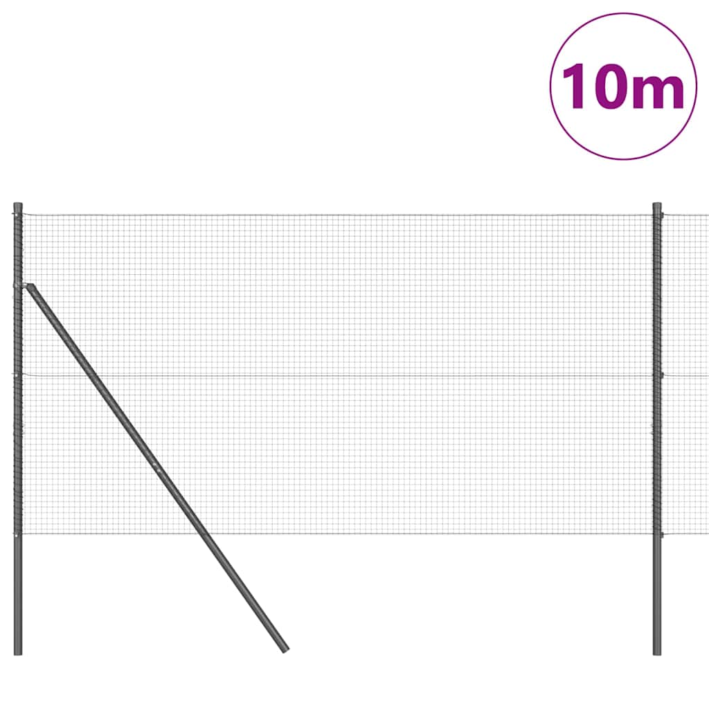 Hecke Met Palen 1 X 10 M Staal Grijs 10 x 1 m (19 x 19 mm mesh)