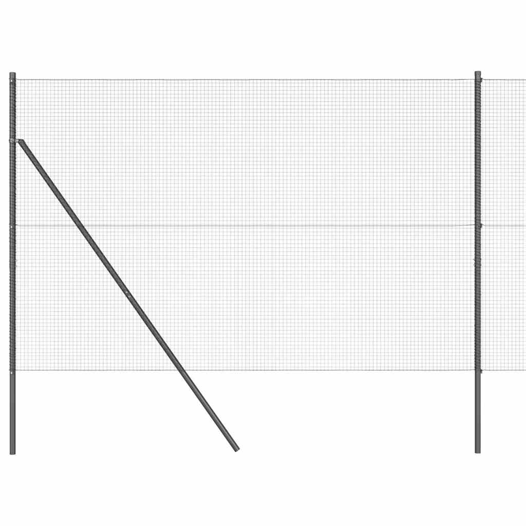 Hecke Met Palen 1.5 X 10 M Staal Grijs 10 x 1,5 m (19 x 19 mm gaas)