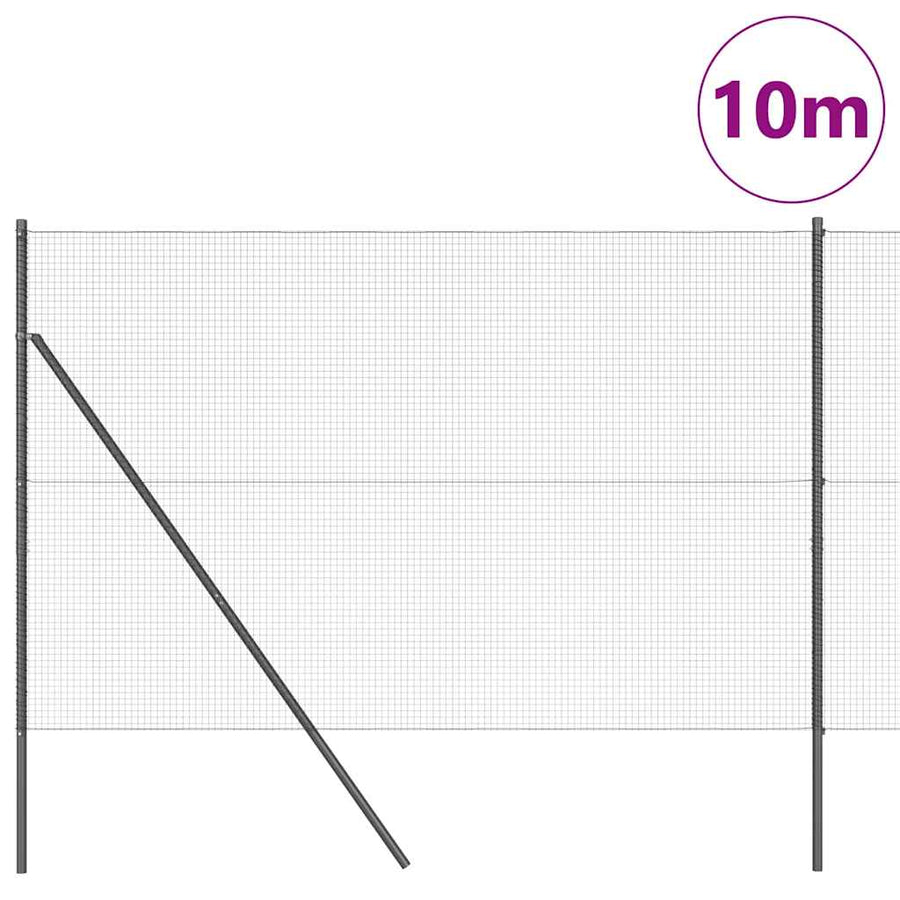 Hecke Met Palen 1.5 X 10 M Staal Grijs 10 x 1,5 m (19 x 19 mm gaas)