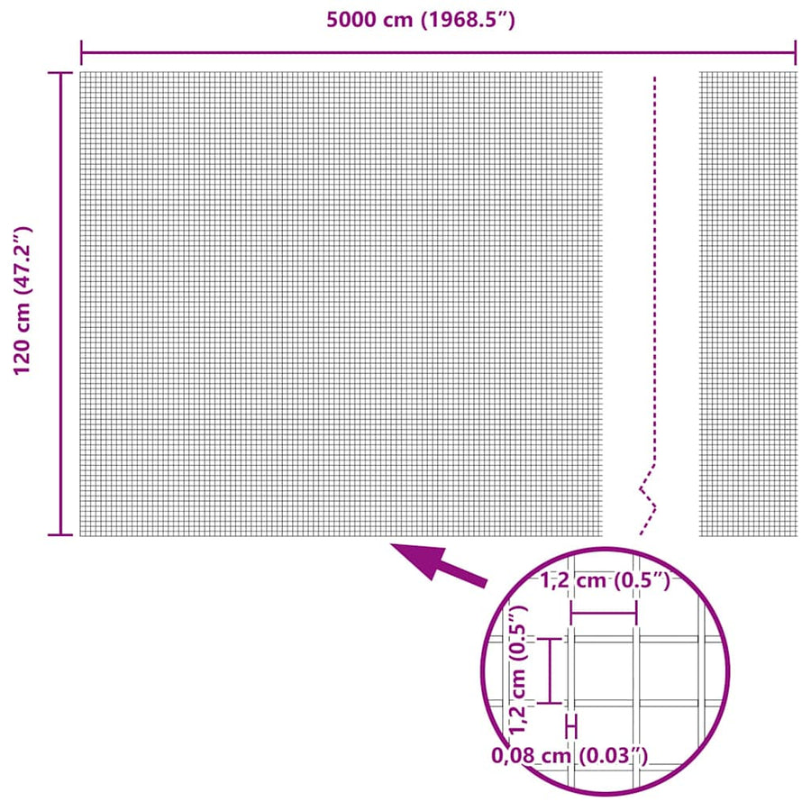 Afrasteringspaal Grijs 50 x 1,2 m (12 x 12 mm gaas)
