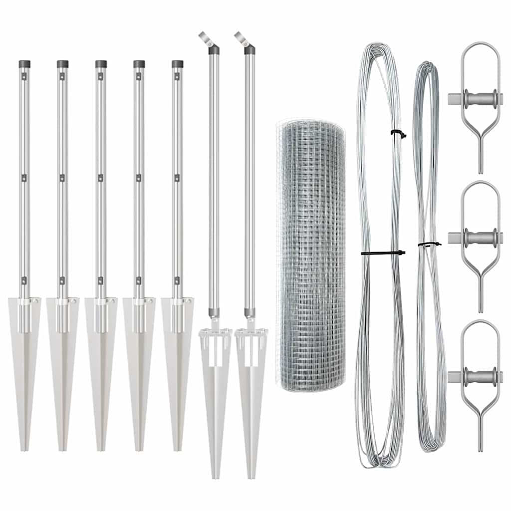 Afrasteringspaal Zilver 10 x 0,4 m (16 x 16 mm gaas) Staal