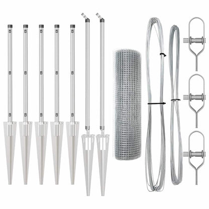 Afrasteringspaal Zilver 10 x 0,4 m (16 x 16 mm gaas) Staal