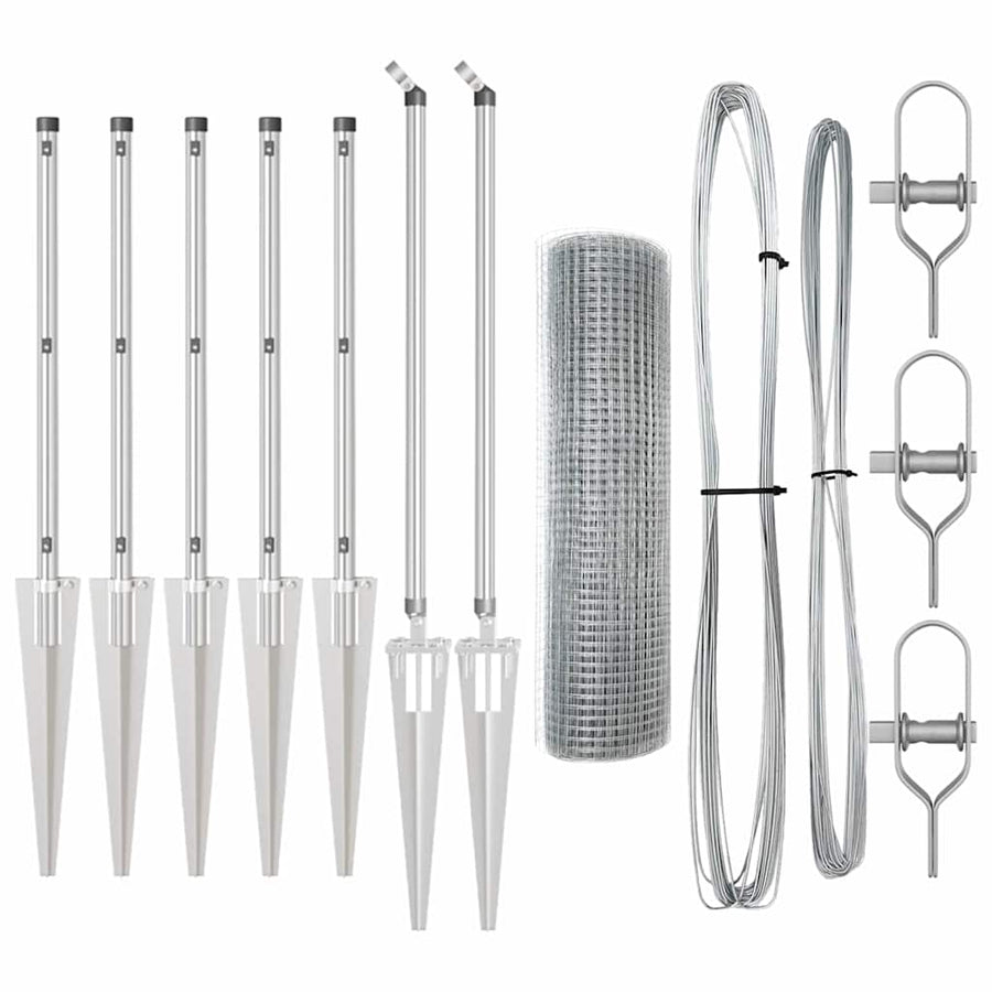 Afrasteringspaal Zilver 10 x 0,4 m (16 x 16 mm gaas) Staal
