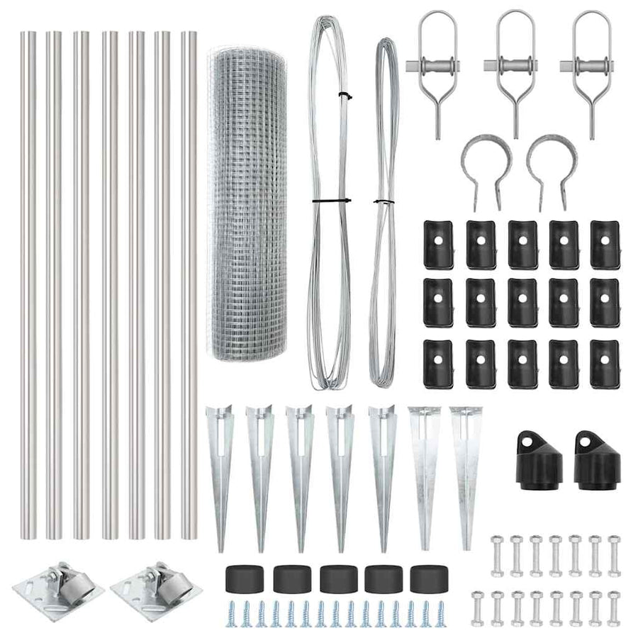 Afrasteringspaal Zilver 10 x 0,4 m (16 x 16 mm gaas) Staal