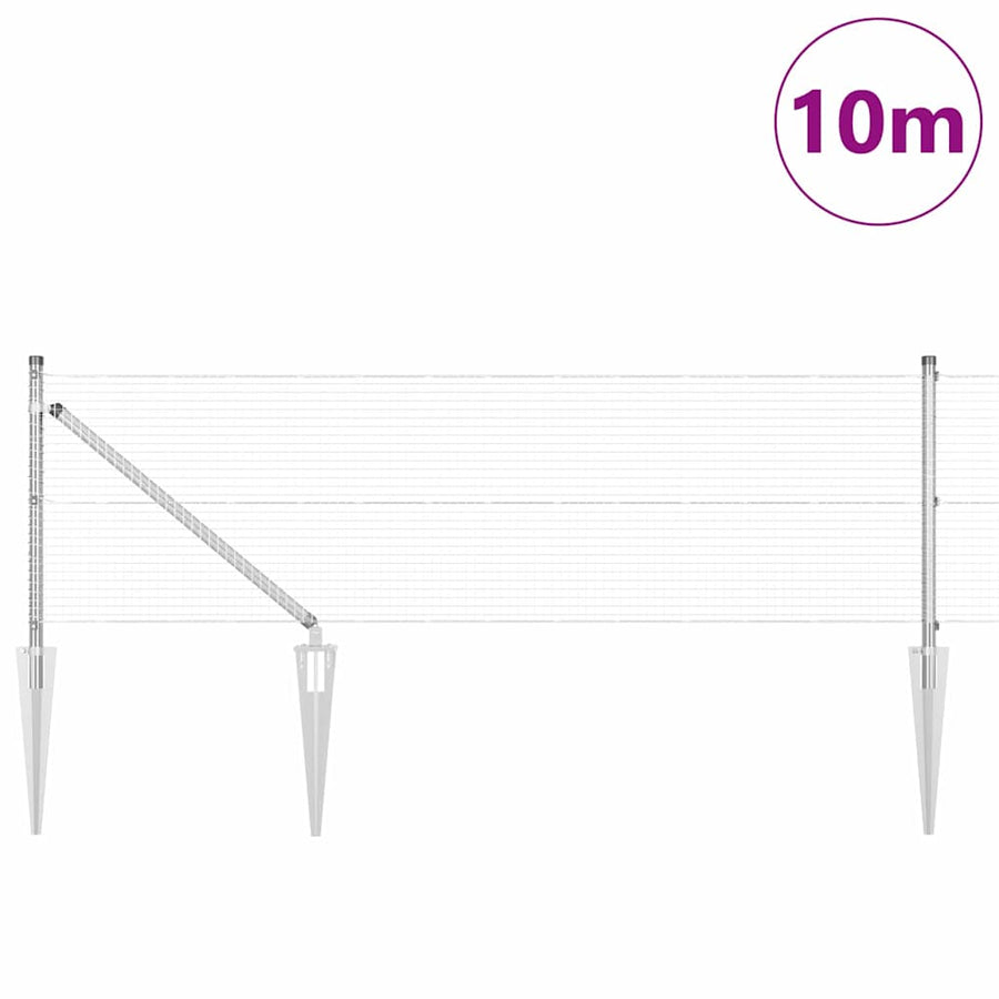 Afrasteringspaal Zilver 10 x 0,5 m (19 x 19 mm gaas) Staal