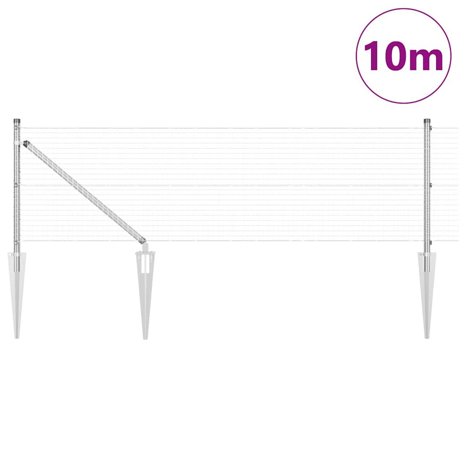 Afrasteringspaal Zilver 10 x 0,6 m (25 x 25 mm gaas) Staal