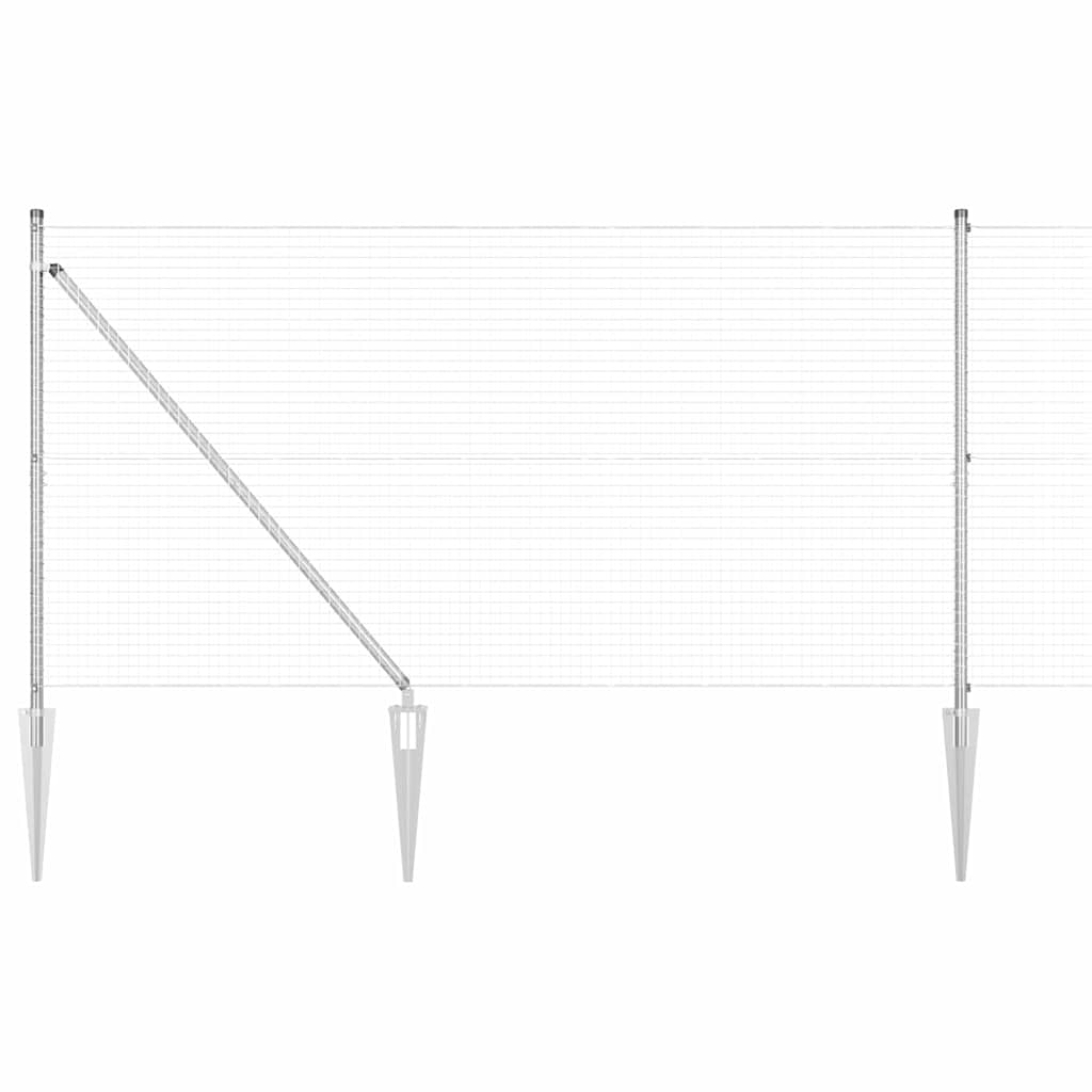 Afrasteringspaal Zilver 10 x 1 m (25 x 25 mm gaas) Staal