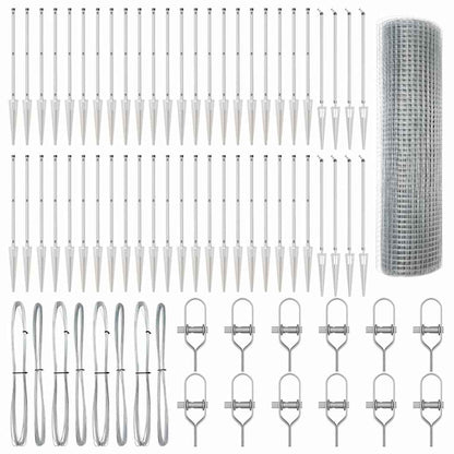 Afrasteringspaal Zilver 100 x 0,4 m (19 x 19 mm gaas) Staal