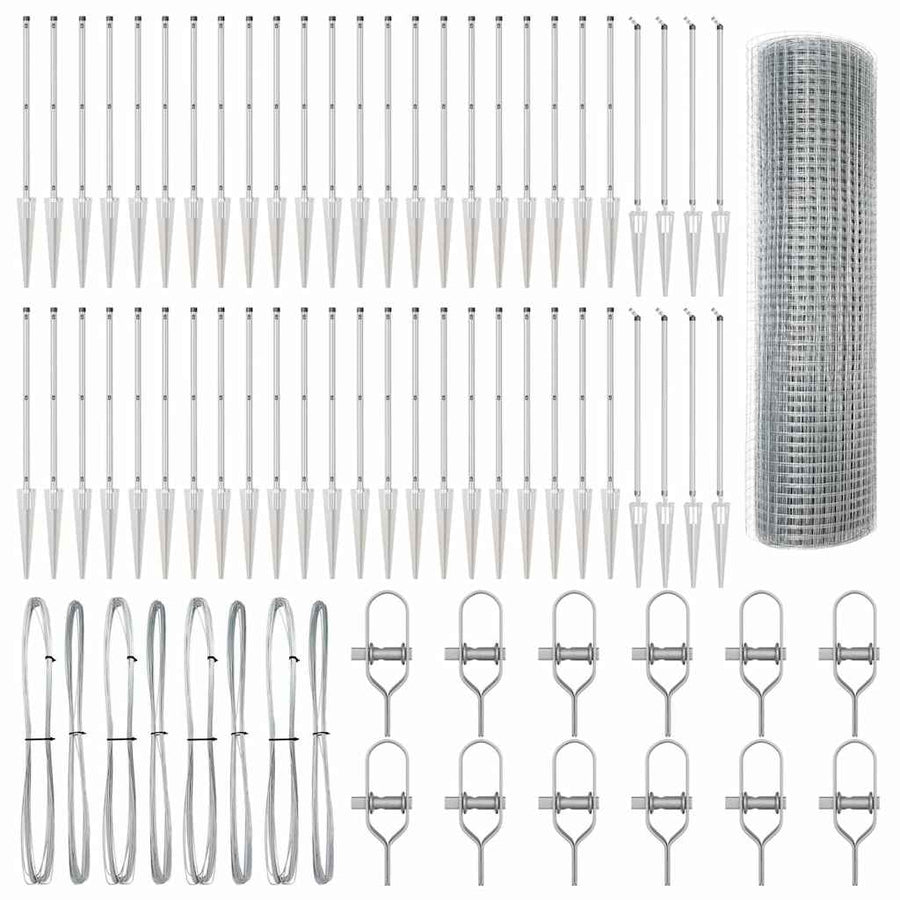 Afrasteringspaal Zilver 100 x 0,4 m (19 x 19 mm gaas) Staal