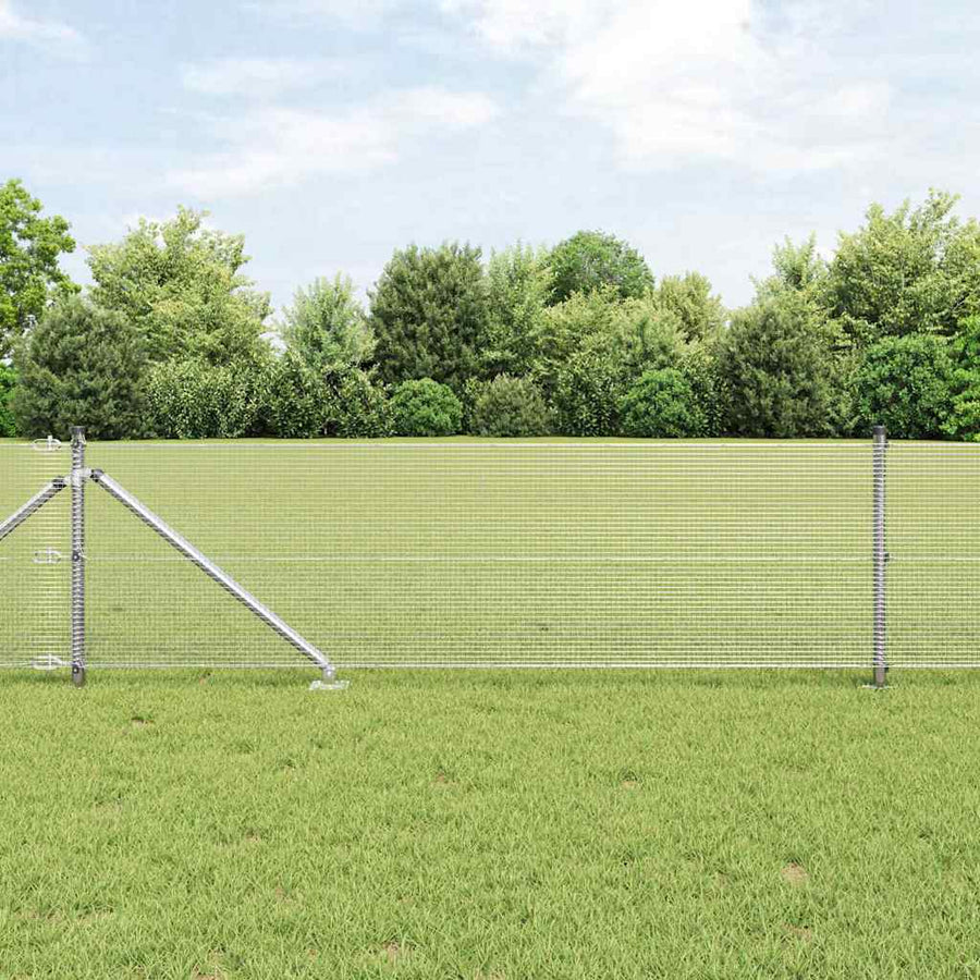 Afrasteringspaal Zilver 100 x 0,6 m (12 x 12 mm gaas) Staal